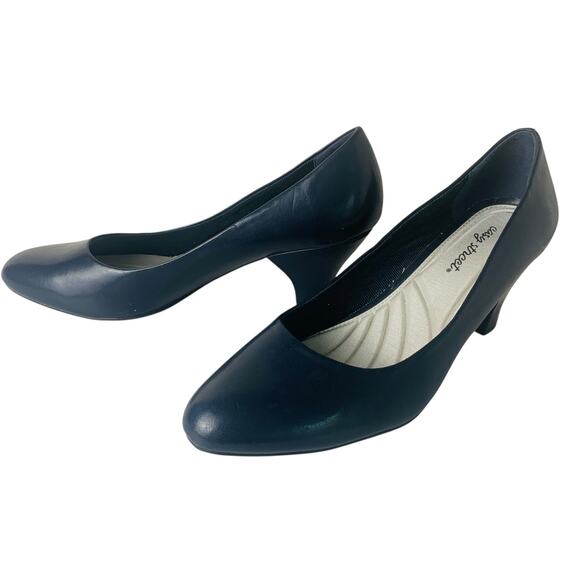 Easy Street Size 11 Women's Comfort Navy Blue Simi Pointed Toe Kitten Heel Pumps - Picture 1 of 15